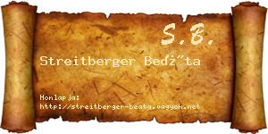 Streitberger Beáta névjegykártya